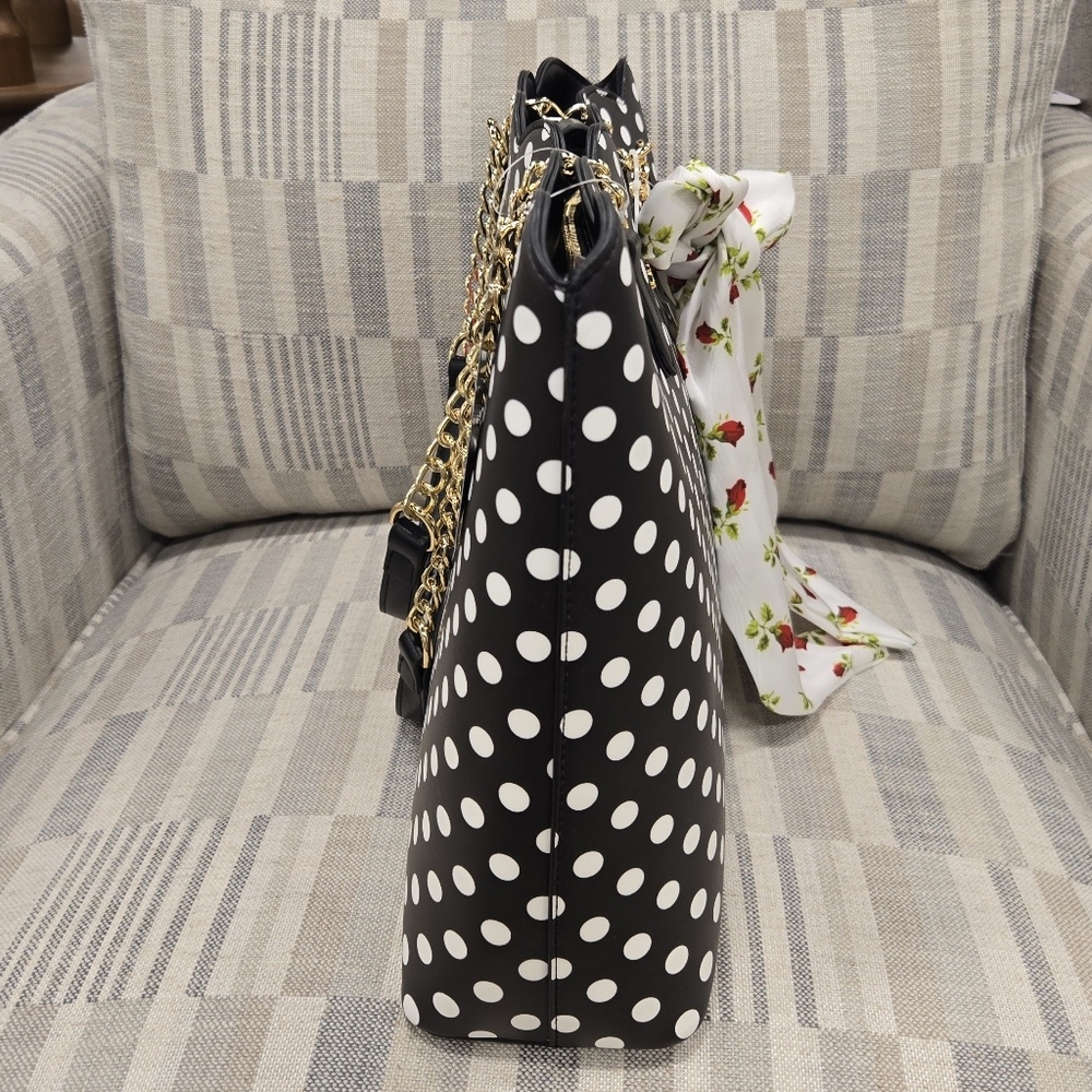 Betsey Johnson Black Shoulder Bag with Gold Details - Picture 3 of 6